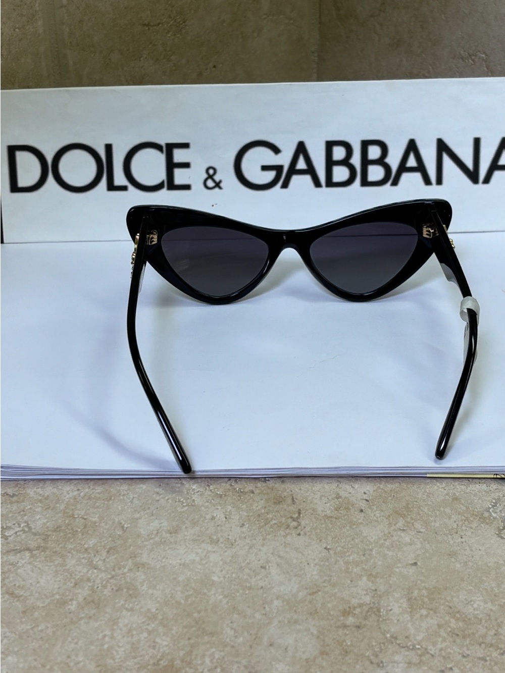 New Dolce & Gabbana DG4368 501/8G Black Cat-Eye Sunglasses with Dark Lenses - Picture 4 of 11